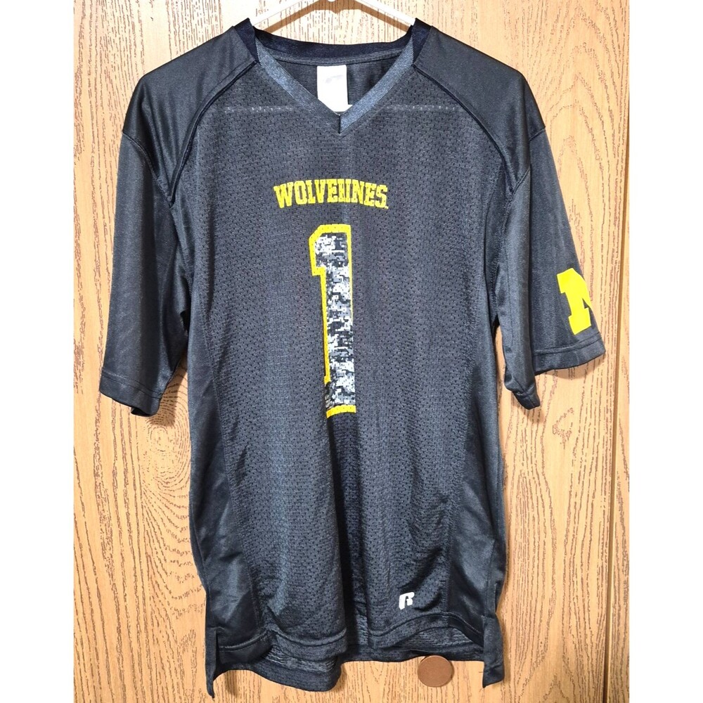 Michigan Wolverines Men's No# 1 Black & Yellow College Short Sleeve Jersey M